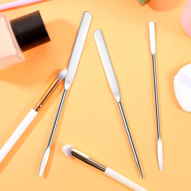 Alt view image 7 of 7 - 3 Pcs Makeup Spatula Foundation Spatula, Stainless Steel Facial Beauty Spatulas, Double Edged Tiny Makeup Palette Mixer Cosmetic Mixing Tool for Even Application Foundation
