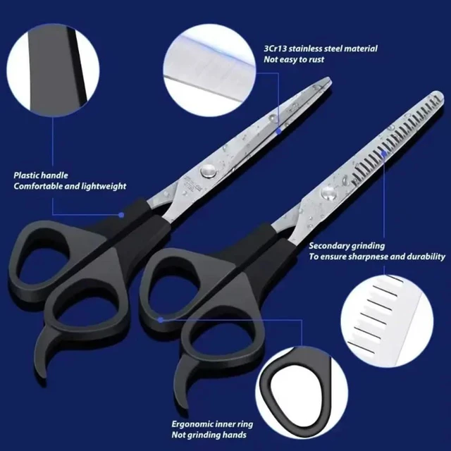 Alt view image 3 of 7 - Hairdressing Hair Cutting Scissors Kit Tool Barber Salon Hairdressing Shears Scissors for Men Women Pet Cutting Thinning Trimming