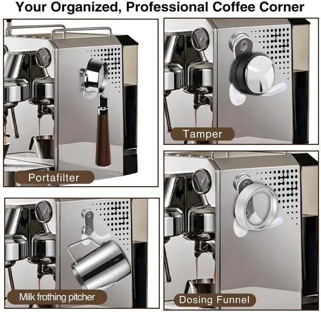 Alt view image 7 of 7 - Magnetic Coffee Portafilter Tamper Holder, Espresso Accessories Organizer for Breville, Ninja Luxe Cafe Coffee Machine, 51mm 53mm 58mm Portafilters