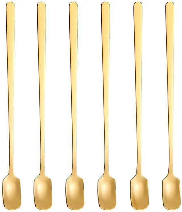 Main image of Coffee Spoons Set of 6, 6.7-Inch Long Handle Espresso Spoons | Square-Head Stainless Steel Spoons for latte, cappuccino, iced tea and desserts; slim 0.55-inch heads fit deep cups.