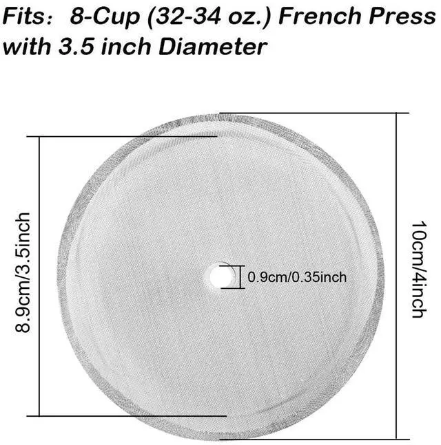 Alt view image 4 of 6 - 2 Packs French Press Replacement Filters Mesh Screen Perfect for 34 OZ,8 Cup French Press