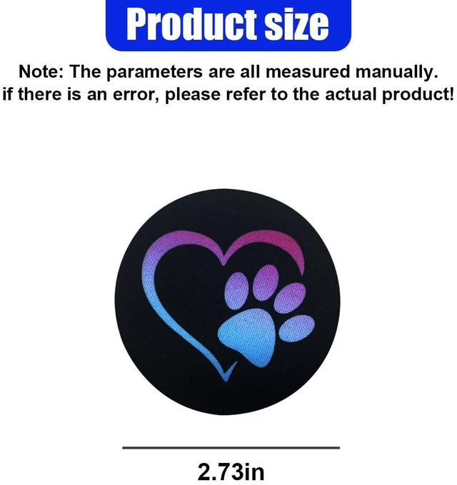 Alt view image 2 of 6 - 2PCS Dog Paw Heart Print Car Cup Holder Coasters, 2.73 Inch Anti-Slip Shockproof Automotive Drink Mat for Women and Men, Universal Vehicle Cup Holder Insert for RV, SUV, Truck (Colorful)