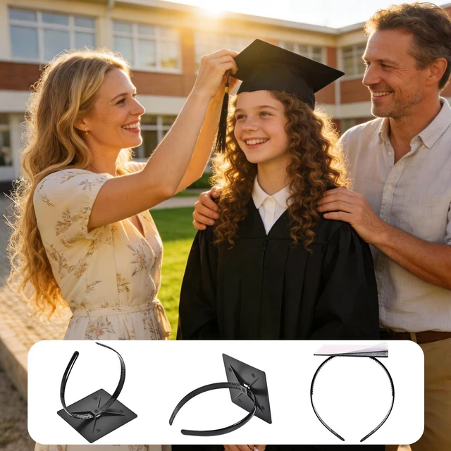 Alt view image 7 of 7 - 1Pc Graduation Cap Headband, Secure Hairstyle | Not Change Hair, Firm Anti-Fall Hairband for Graduates, Students