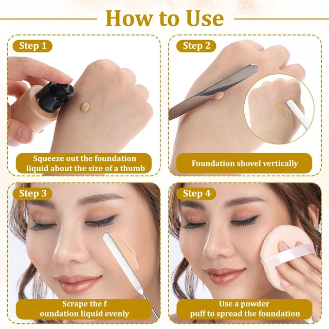 Alt view image 2 of 7 - 3 Pcs Makeup Spatula Foundation Spatula, Stainless Steel Facial Beauty Spatulas, Double Edged Tiny Makeup Palette Mixer Cosmetic Mixing Tool for Even Application Foundation