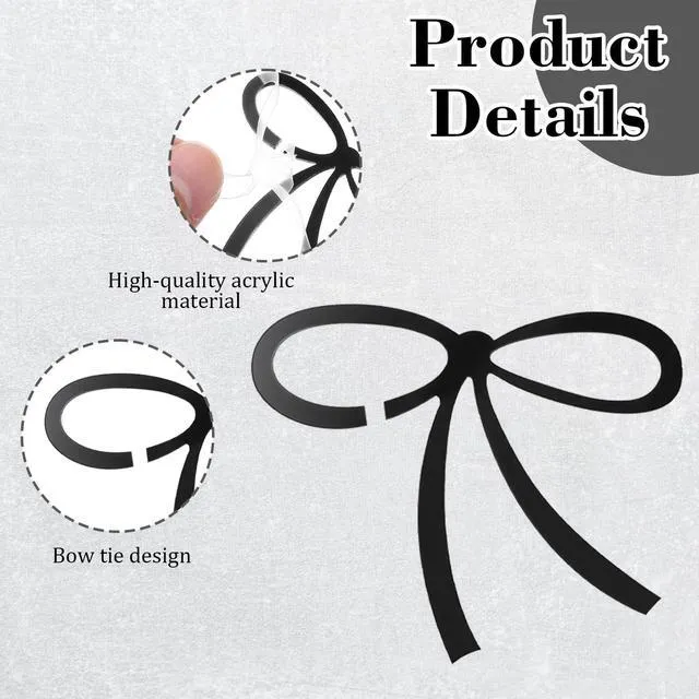 Alt view image 5 of 7 - 20PCS Black Bow Drink Markers, Acrylic Drink Tags Coquette Bow Wine Glass Charms for Birthday Wedding Bachelorette Coquette Cocktail Tasting Party Decor Accessory