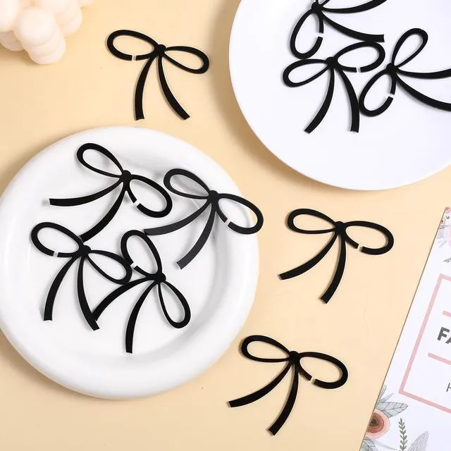 Alt view image 7 of 7 - 20PCS Black Bow Drink Markers, Acrylic Drink Tags Coquette Bow Wine Glass Charms for Birthday Wedding Bachelorette Coquette Cocktail Tasting Party Decor Accessory