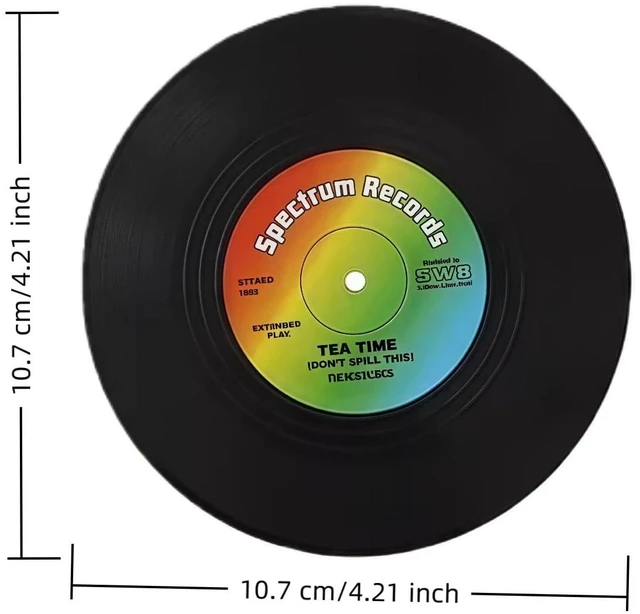 Alt view image 2 of 7 - 6 PCS Funny Retro Record Coasters for Drinks with Vinyl Player Holder 4.2 Inch for Music Lovers, Drinks, Bars, Party, Birthday, Home Decor Housewarming Ideas