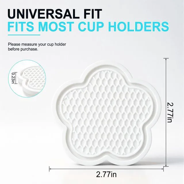 Alt view image 2 of 5 - Car Cup Holder Coaster, Universal Non-Slip Recessed Flower Shaped Cup Holders, Cute Car Accessories Interior for Women and Man Interior Sets 4 Pack (White)
