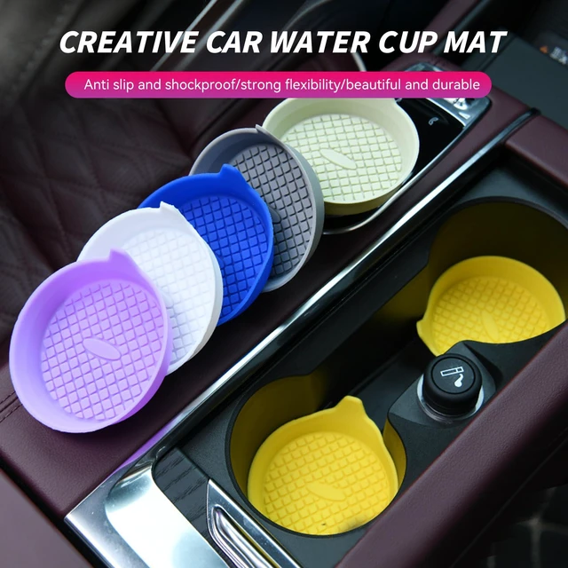 Alt view image 3 of 6 - 4 Pack 2.75 Inch Silicone Car Cup Holder Coasters, Black | recessed insert design, waterproof surface, slip-resistant backing, fits matching holders, car interior accessories