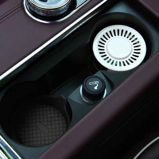 Alt view image 5 of 6 - 4 Pack 2.75 Inch Silicone Car Cup Holder Coasters, Black | recessed insert design, waterproof surface, slip-resistant backing, fits matching holders, car interior accessories