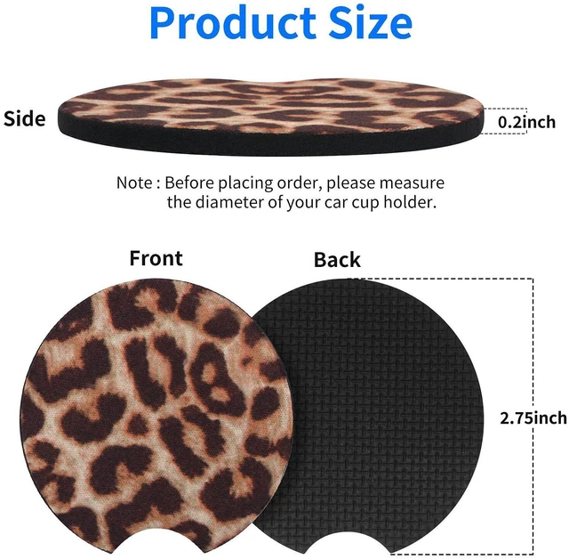 Alt view image 2 of 6 - 2PCS Leopard Non-Slip Car Cup Holder Coasters for Women | Universal Fit for Standard Cup Holders, Easy to Clean & Remove, Adorable Floral Decor, Ideal Gift for Girls & Car Lovers