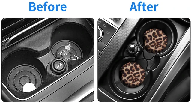 Alt view image 4 of 6 - 2PCS Leopard Non-Slip Car Cup Holder Coasters for Women | Universal Fit for Standard Cup Holders, Easy to Clean & Remove, Adorable Floral Decor, Ideal Gift for Girls & Car Lovers