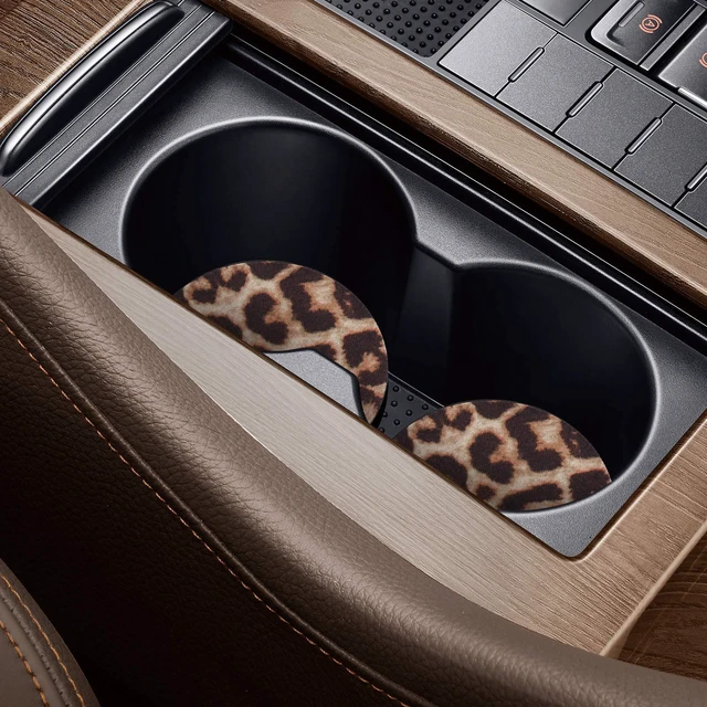 Alt view image 6 of 6 - 2PCS Leopard Non-Slip Car Cup Holder Coasters for Women | Universal Fit for Standard Cup Holders, Easy to Clean & Remove, Adorable Floral Decor, Ideal Gift for Girls & Car Lovers