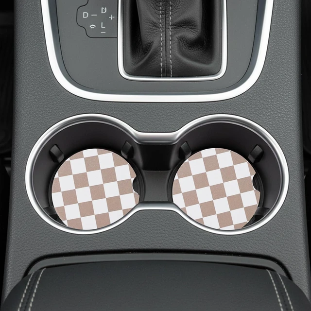 Alt view image 7 of 7 - 2Pcs Car Coasters for Cup Holders, Absorbent Ceramic Car Cup Coaster | Universal Anti Slip Cork Base Cup Coasters with Finger Notch Car Interior Accessories for Women