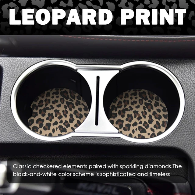 Alt view image 3 of 7 - 2PCS Car Cup Coasters,2.6 Inch Leopard Print Cup Holder Coasters for Car,Anti Slip Absorbent Cars Coaster for Cups Holders Leopard Print Cars Accessories for Women&Men