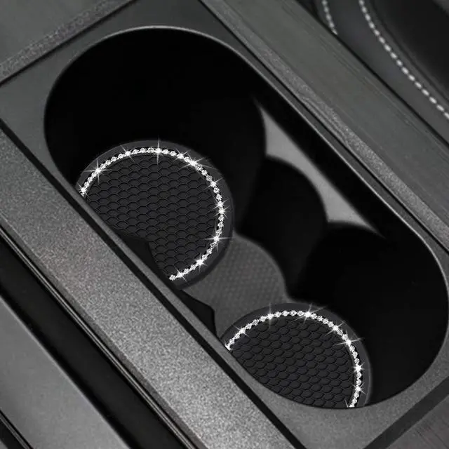 Alt view image 2 of 7 - 2PCS Bling Car Cup Coaster, Universal Vehicle Bling Holder Insert,2.75 inch Rhinestone Anti Slip Silicone Insert,Suitable for Most Car Interior,Best Gift Car Bling for Women, Black, 2 Pack