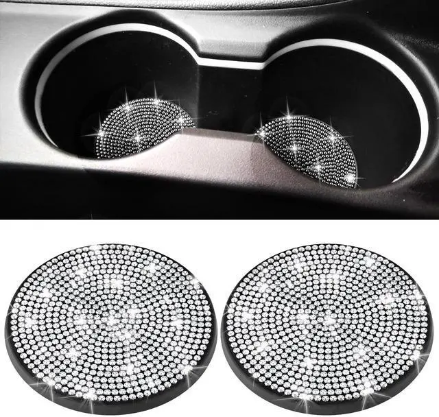 Main image of 2 PCS Bling Cup Holder Coaster, 2.75 Silicone Diamond Car Coasters | Non-Slip Cup Holder Coasters for Car, Bling Car Accessories for Women, Rhinestone Car Accessories