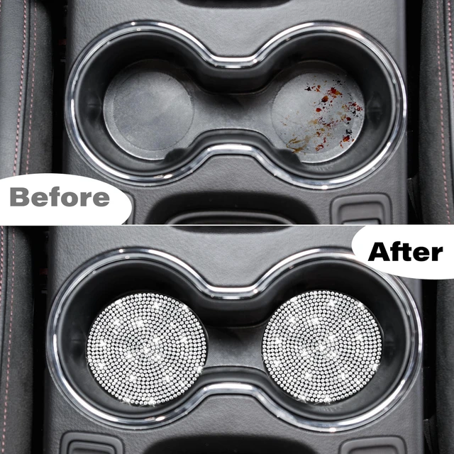 Alt view image 3 of 7 - 2 PCS Bling Cup Holder Coaster, 2.75 Silicone Diamond Car Coasters | Non-Slip Cup Holder Coasters for Car, Bling Car Accessories for Women, Rhinestone Car Accessories