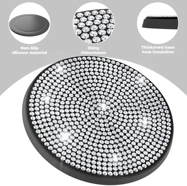 Alt view image 6 of 7 - 2 PCS Bling Cup Holder Coaster, 2.75 Silicone Diamond Car Coasters | Non-Slip Cup Holder Coasters for Car, Bling Car Accessories for Women, Rhinestone Car Accessories