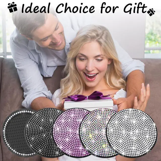 Alt view image 7 of 7 - 2 PCS Bling Cup Holder Coaster, 2.75 Silicone Diamond Car Coasters | Non-Slip Cup Holder Coasters for Car, Bling Car Accessories for Women, Rhinestone Car Accessories