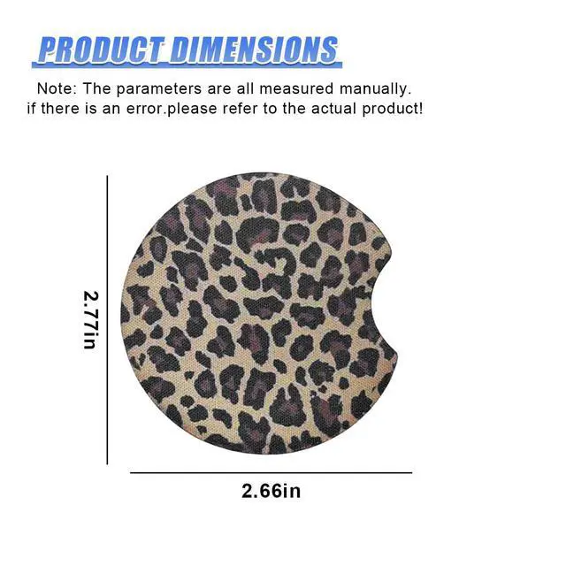 Alt view image 2 of 6 - Leopard Print Car Cup Holder Coasters, 2.77'' Drink Cup Mat, No.2 | 2PCS Non-Slip & Shockproof Universal Vehicle Insert Coaster Decoration Accessories for Women Girl