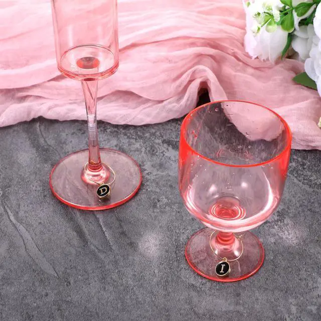 Alt view image 5 of 6 - 26 Letters Black Wine Glass Charm Rings | Initial Wine Charms Ring Tags for Stem Glasses, Classy Marker Champagne Party Club Decorations