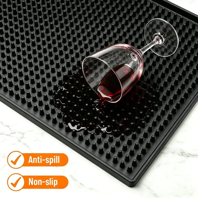 Alt view image 3 of 7 - Bar Mat, 12x6IN Non-Slip PVC Mats for Home Coffee Bar Countertop | Versatile for Coffee Drinks Cocktails Makers, Keep Bar Counter Tops Neat Tidy, Drying Dishes Cups Glasses, Easy to Clean