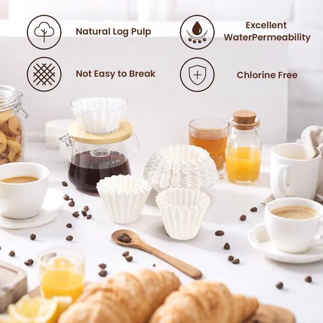 Alt view image 5 of 7 - 200ct Coffee Filters 8-12 Cup, Basket Paper Filters for Home Brewing | 7.875" x 3.25" Size, Thickened Durable Paper, Disposable, Fits Most 8-12 Cup Coffee Makers, Value 200-Count Pack