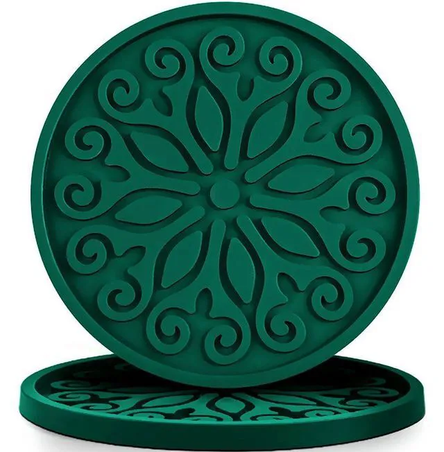 Main image of Silicone Coasters for Drinks,Resistant Reusable Drink Coasters-Great Gift for Birthday, Housewarming,Room Decor,Holiday Party (2-Green)