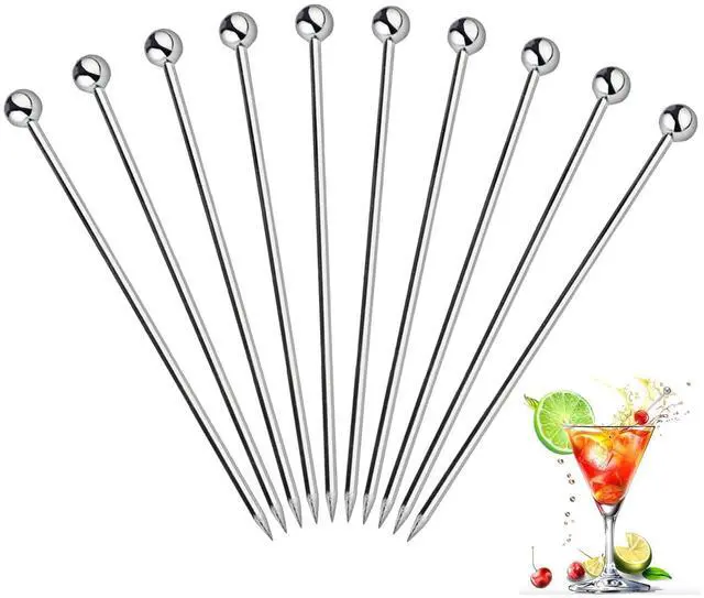 Main image of 10Pcs Cocktail Picks, Stainless Steel Metal Martini Picks, Skewers for Appetizers & Toothpicks for Appetizers, Reusable Cocktail Picks for Drinks, Olives & Fruit