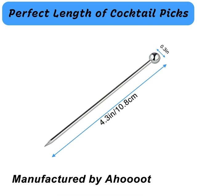 Alt view image 2 of 7 - 10Pcs Cocktail Picks, Stainless Steel Metal Martini Picks, Skewers for Appetizers & Toothpicks for Appetizers, Reusable Cocktail Picks for Drinks, Olives & Fruit