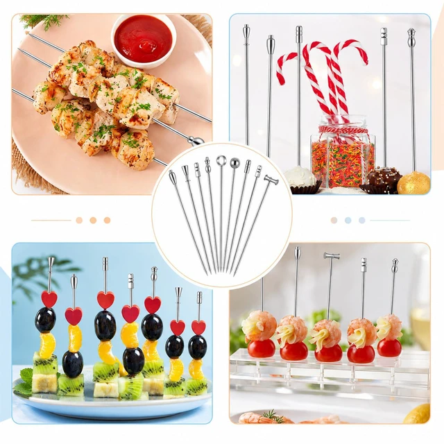 Alt view image 4 of 7 - 9 Pcs Metal Martini Cocktail Picks, Reusable Olive Skewers | Stainless Steel, Garnish Skewers, Appetizer Drink Stick, for Bar party, Bar Accessories, Gift for Bartenders