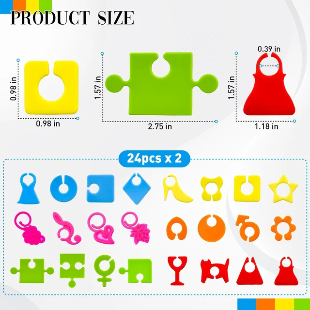 Alt view image 2 of 7 - 48Pcs Wine Glass Markers Charms Silicone Drink Markers Champagne Cup Labels Rings for Stem Glasses Cocktail Champagne and Beverage Party Supplies