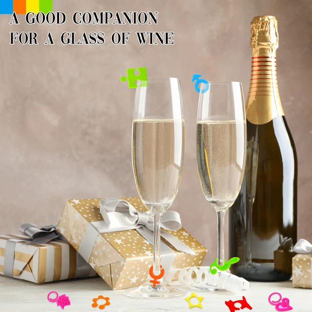 Alt view image 7 of 7 - 48Pcs Wine Glass Markers Charms Silicone Drink Markers Champagne Cup Labels Rings for Stem Glasses Cocktail Champagne and Beverage Party Supplies