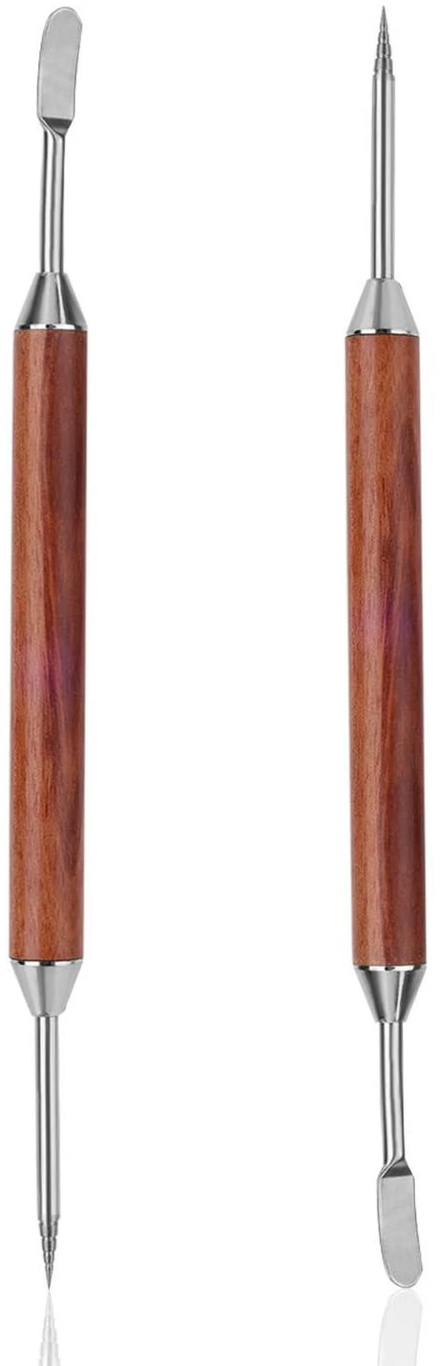 Main image of 2pcs Latte Art Pen, Stainless Steel Coffee Drawing Tool with Wood Handle Double-Ended Coffee Carving Needle Cinnamon Pen Barista Accessories for Home & Cafe Use