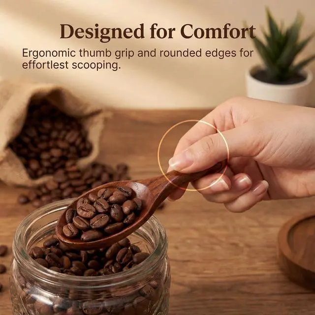 Alt view image 5 of 7 - Wooden Coffee Scoop Bath Salt Scoop Multi-Purpose Kitchen Scooping Tool Home Kitchen Accessories Measuring for Coffee Beans Ground Beans or Tea Sugar