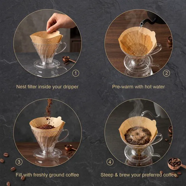 Alt view image 2 of 7 - 100 Count Coffee Filter 2,Cone Coffee Filters,Filter 2-4 Cups of Coffee | Coffee Drip Filter Compatible with Conical Shaped Pour Over Coffee Dripper and Drip Coffee Maker