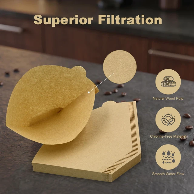 Alt view image 5 of 7 - 100 Count Coffee Filter 2,Cone Coffee Filters,Filter 2-4 Cups of Coffee | Coffee Drip Filter Compatible with Conical Shaped Pour Over Coffee Dripper and Drip Coffee Maker