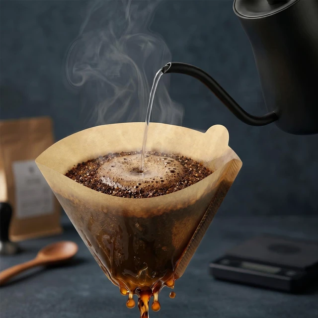 Alt view image 7 of 7 - 100 Count Coffee Filter 2,Cone Coffee Filters,Filter 2-4 Cups of Coffee | Coffee Drip Filter Compatible with Conical Shaped Pour Over Coffee Dripper and Drip Coffee Maker