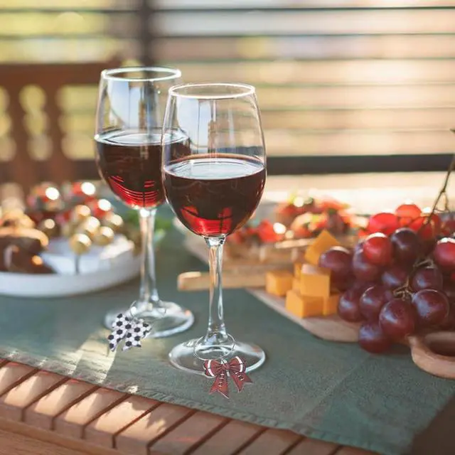 Alt view image 5 of 7 - 1 Box 6 Styles Bow Drink Charm Sports Wine Glass Charms Acrylic Soccer Tennis Softball Rugby Basketball Baseball Pattern Bowknot Cocktail Marker Identifier Tag for Stem Glasses Party Favors