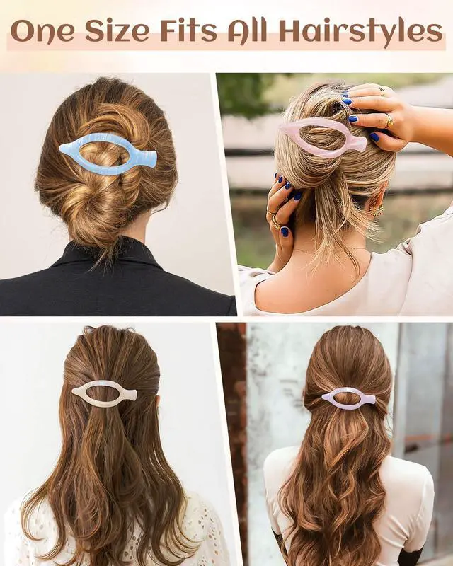 Alt view image 6 of 7 - Mesovor 4 Pack French Flat Hair Claw Clips, 4.72" Duckbill Lay Flat | Nonslip Hair Clips Suitable Side Slide Volume Flat Hairclips for Lying Down, Yoga, Driving
