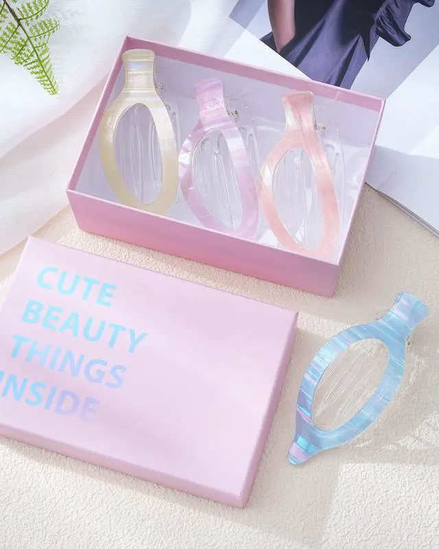 Alt view image 7 of 7 - Mesovor 4 Pack French Flat Hair Claw Clips, 4.72" Duckbill Lay Flat | Nonslip Hair Clips Suitable Side Slide Volume Flat Hairclips for Lying Down, Yoga, Driving