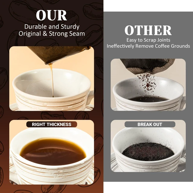 Alt view image 3 of 7 - 100 Count Coffee Filters #4, Premium Cone Coffee Filters 8-12 cup, Unbleached Natural Paper, Disposable Coffee Filters 4 Cone Paper for Pour Over and Drip Coffee Maker