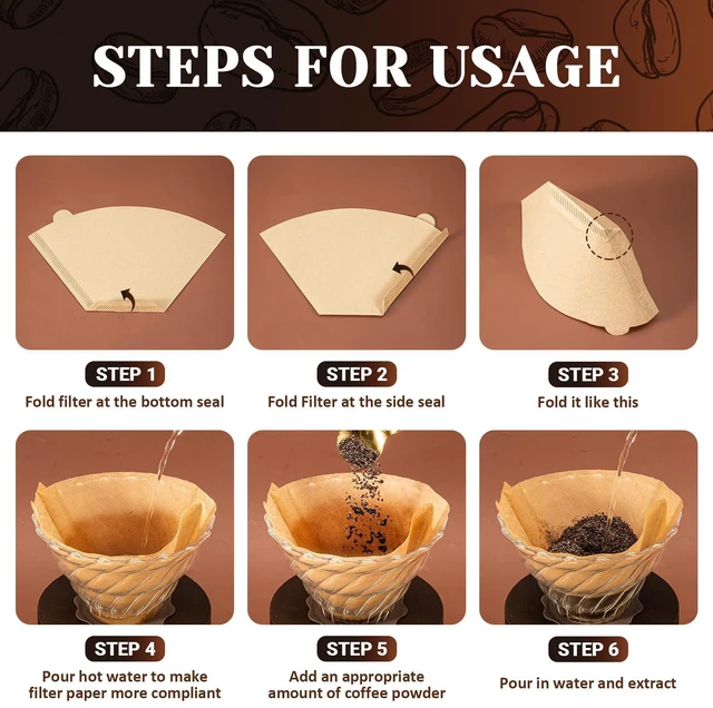 Alt view image 5 of 7 - 100 Count Coffee Filters #4, Premium Cone Coffee Filters 8-12 cup, Unbleached Natural Paper, Disposable Coffee Filters 4 Cone Paper for Pour Over and Drip Coffee Maker