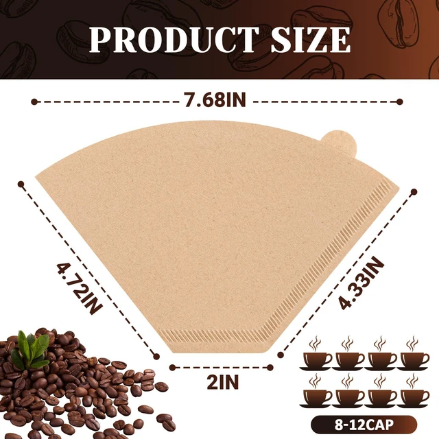Alt view image 6 of 7 - 100 Count Coffee Filters #4, Premium Cone Coffee Filters 8-12 cup, Unbleached Natural Paper, Disposable Coffee Filters 4 Cone Paper for Pour Over and Drip Coffee Maker