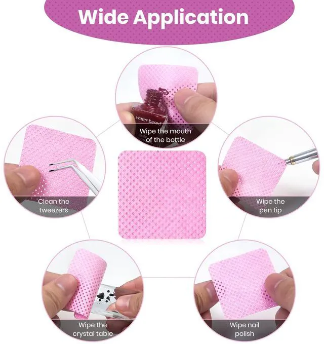 Alt view image 4 of 7 - 540 PCS Lint Free Nail Wipes, Super Absorbent Soft Non-woven Fabric Nail Polish Remover Wipes, Cleaning Pad Cloth for Lash Extension Supplies & Nail Polish Bottle (Pink)