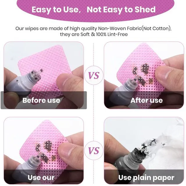 Alt view image 5 of 7 - 540 PCS Lint Free Nail Wipes, Super Absorbent Soft Non-woven Fabric Nail Polish Remover Wipes, Cleaning Pad Cloth for Lash Extension Supplies & Nail Polish Bottle (Pink)