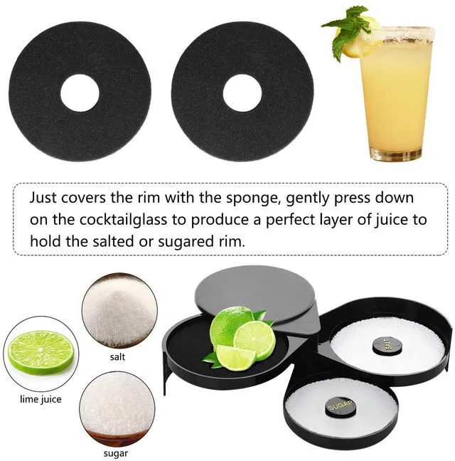Alt view image 5 of 6 - 2Pcs Bar Rimmer Sponges Replacement 5.7 Inch Glass Rimmer Sponges Bartender Tool Sponge Bar for Cocktails Margarita Salter Lime Juice Trays Accessories Supplies, Black