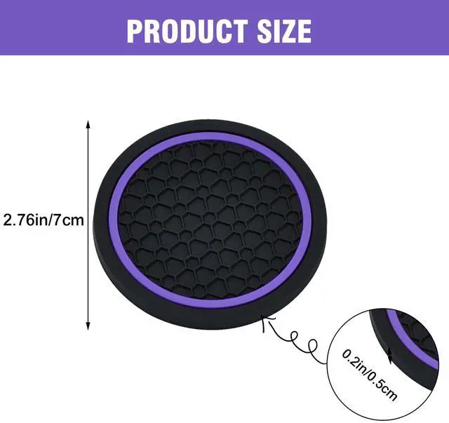 Alt view image 5 of 6 - 4PCS Car Cup Holder Coasters, 2.75 Inch Non-Slip Insert Water Bottle Holder Pads, Dustproof Automotive Interior Accessories Mat, Universal for Vehicles, Trucks, RVs and More (Purple)