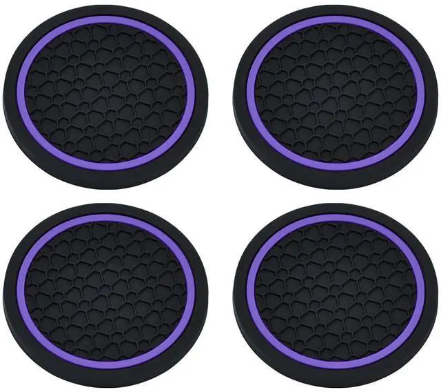 Alt view image 6 of 6 - 4PCS Car Cup Holder Coasters, 2.75 Inch Non-Slip Insert Water Bottle Holder Pads, Dustproof Automotive Interior Accessories Mat, Universal for Vehicles, Trucks, RVs and More (Purple)
